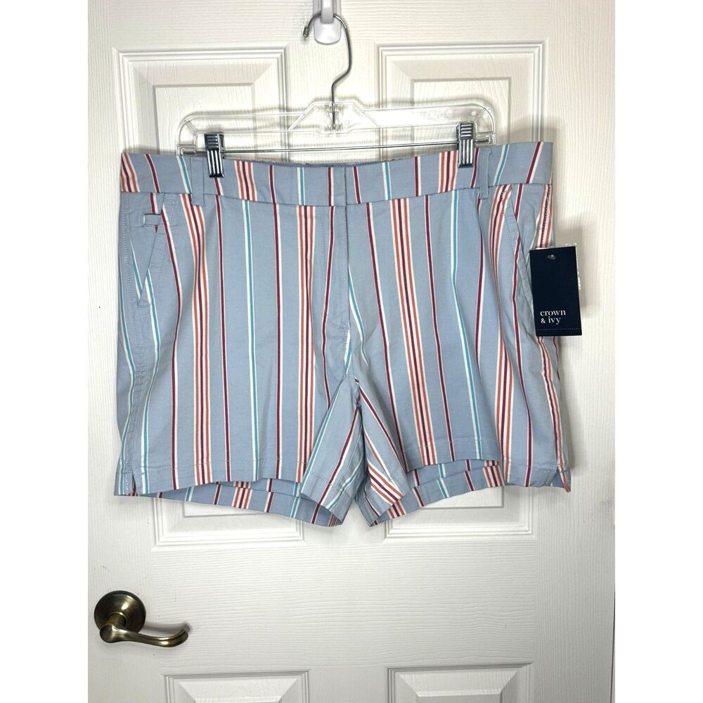 Blue Striped New Chino Shorts W16 Crown & Ivy